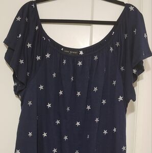 Lane Bryant Navy Blouse With Silver Stars